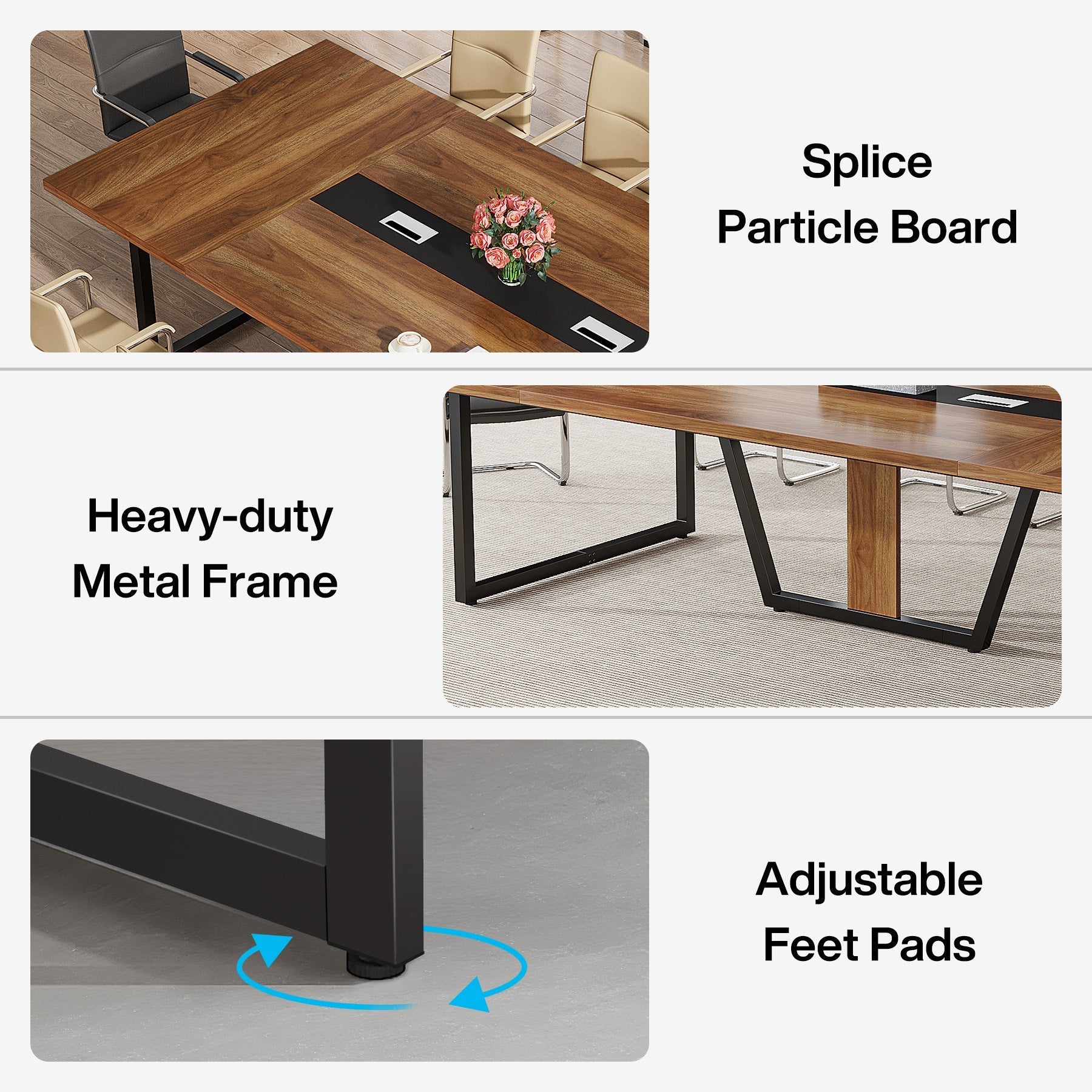 8FT Conference Table, 94.49" Large Meeting Table for 10 People Tribesigns